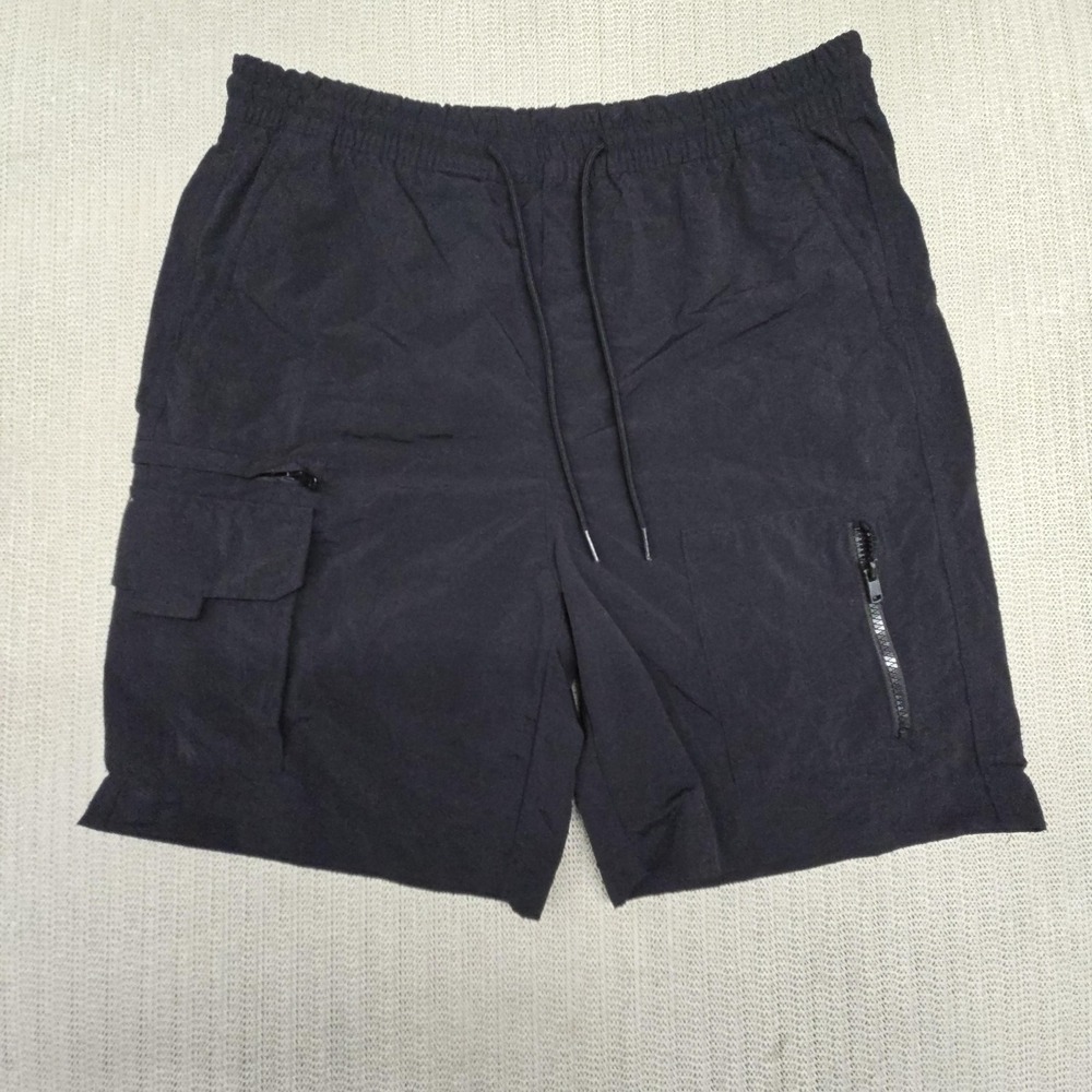 Aeropostale Shorts Mens Medium Black Nylon Cargo 9 Inseam Drawstring Pockets